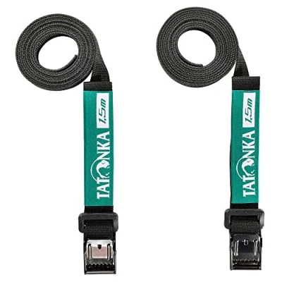 Image of Tatonka Easy Strap Packing 18 mm / 1.5 m (Pack of 2) Two Tie Down Straps with Metal Clasp 1.8 cm Wide and 150 Long for Volume Adjustment or Attaching Equipment
