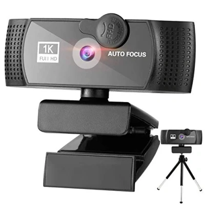 Image of RERBO 1080p Webcam Full HD Camera with Microphone, AutoFocus 120 degree Wide Angle Web Tripod Stand and Privacy Cover for Zoom/Skype/FaceTime, Conferencing Video Calling