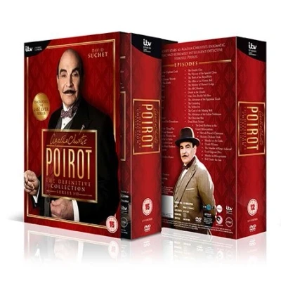 Image of Agatha Christie&#039;s Poirot: Complete ITV TV Series All 70 Episodes from 1, 2, 3, 4, 5 , 6, 7, 8, 9, 10, 11, 12 and 13 Definitive Collection (35 Discs) Box Set DVD + Extras Featurettes Documentaries