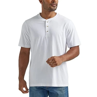 Image of Wrangler Authentics Men&#039;s Big &amp; Tall Short Sleeve Henley Tee Shirt, Bright White, XXXL