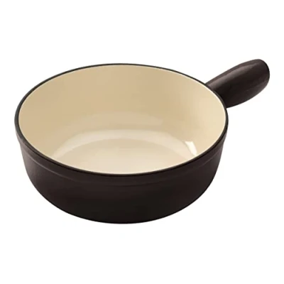 Image of KUHN RIKON 32221 Cast Iron Fondue Pot, 20 cm, Black red