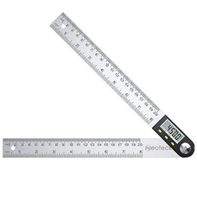 Image of Neoteck Digital Angle Finder Ruler 8 inch/200mm Stainless Steel Inclinometer Protractor with Data Hold Function and Zeroing Resetting LCD Display Electronic Spirit Level Gauge