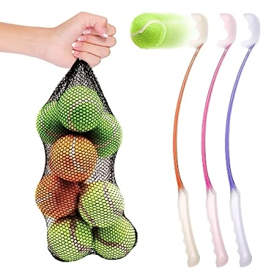 Image of Petopedia 1x 64cm Long Dog Ball Launcher for Dogs with 10 Balls Assorted Toys Thrower Tennis Strong Grip Hands Free Pick Up Throw