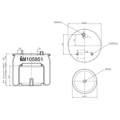 Image of 1794427 Boot, air suspension FEBI BILSTEIN 105951 non steered leading axle, trailing axle