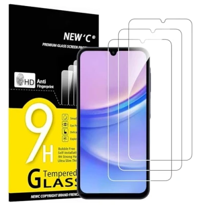 Image of NEW&#039;C 3 Pack Designed for Samsung Galaxy A15 5G/4G Screen Protector Tempered Glass,Case Friendly Scratch proof, Bubble Free, Ultra Resistant