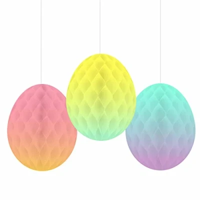Image of Amscan 9913242 Easter Egg Ombre Pastel Hanging Party Decorations 3 Pack
