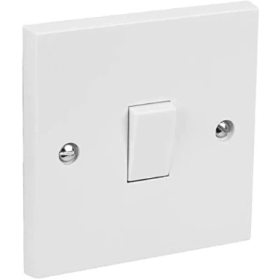 Image of Invero 1 Gang 2 Way Electric Wall Light Switch White Rocker Standard Square 10 Amp