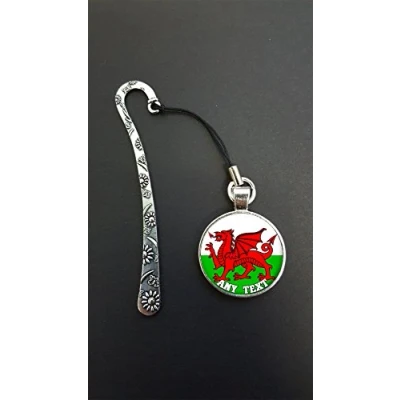 Image of Personalised Welsh Dragon Any Text Pendant On a Silver Coloured Metal Design Bookmark Ideal Birthday Gift N346w