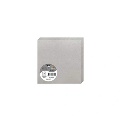Image of Clairefontaine Ref 12889C Pollen Iridescent Folded Card (Pack of 25 Sheets) 135 x 135mm Sized, 210gsm Grained Card, Acid Free, Inkjet &amp; Laser Printer Compatible Silver