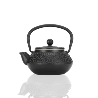 Image of Cast Iron Teapot 300ml, Classic Black Tea Pot Japanese Tetsubin Kettle Stove Top Teapots with Removable Stainless Steel Infuser