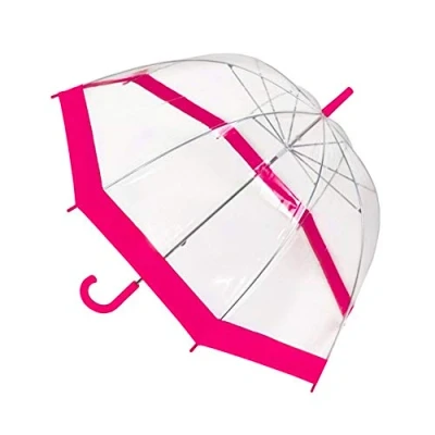 Image of Drizzles Ladies Clear Dome Umbrella Brolly assorted colour Trim