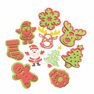Image of Baker Ross FC263 Christmas Foam Stampers Pack of 10, Painting Supplies, Stamp Set for Children, Ideal Kids Arts and Crafts Projects,