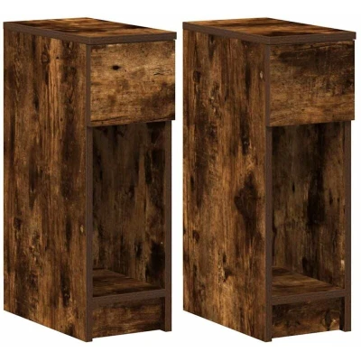 Image of vidaXL Bedside Cabinets with Drawer 2 pcs Smoked Oak 20x36x60 cm
