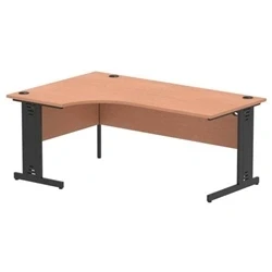 Image of Impulse 1800 LH Crescent Desk Beech/Black Cable Managed Leg