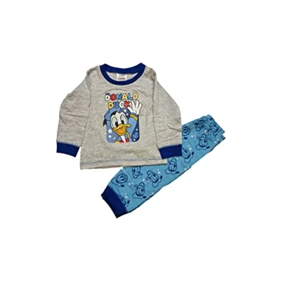 Image of Baby Boys Donald Duck Pyjama Set Long Sleeve Pjs Nightwear Size 6 9 Months Blue