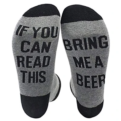 Image of Himozoo If You Can Read This Bring Me Beer Socks Luxury Cotton Novelty Funny Perfect Gifts for Husbands Dad Boyfriends Mens