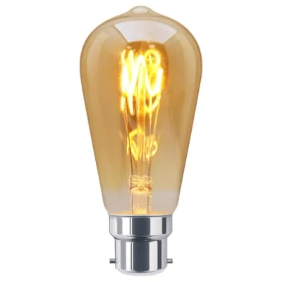 Image of Long Life Lamp Company Edison Classics 2w Vintage LED Filament Bulb Teardrop Spiral ST58 Smoke Gold Glass B22 Bayonet Cap