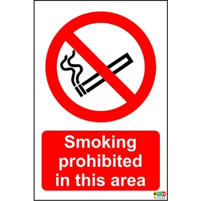 Image of Smoking Prohibited in This Area Sign 1.2mm Rigid Plastic 300mm x 200mm