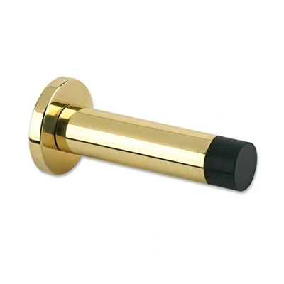 Image of Zoo Hardware Wall Mounted Projection Cylinder Door Stop with Rose Polished Brass