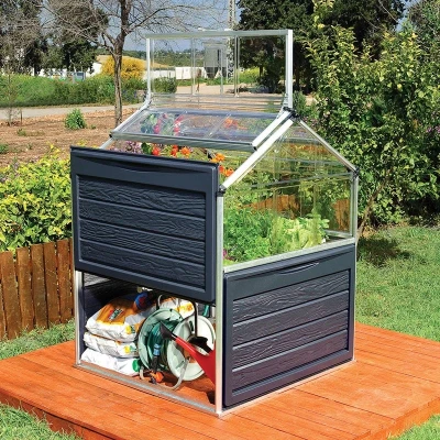 Image of 4&#039; x Palram Canopia Plant Inn Raised Bed Small Mini Greenhouse (1.18m 1.18m)