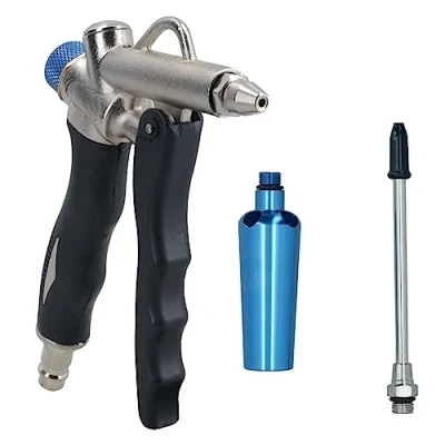 Image of Air Dust Blow Gun Blower Flow Control Twin Inlet 120mm Nozzle + Turbo