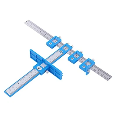 Image of TOPWAY Punch Locator Drill Guide, Multipurpose Adjustable Cabinet Hardware Door Handle Jig, Wood Drilling Dowelling Hole Template Measuring Tool for or Drawer Pull Installation