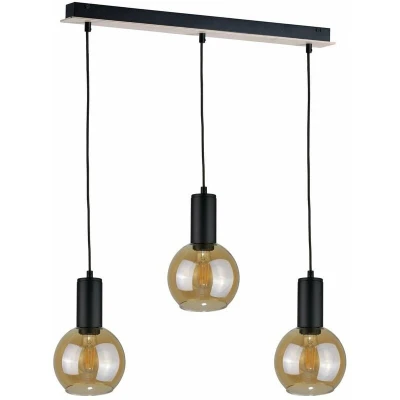 Image of Jantar Bar Pendant Ceiling Light Wood, 60cm, 3x E27