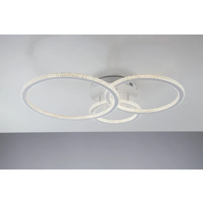 Image of Bryant Integrated LED 3 Circular Crystal Semi Flush Ceiling Light, 4000K