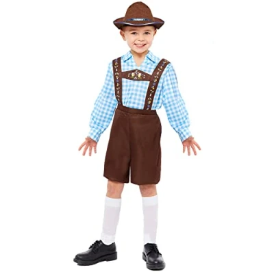 Image of amscan 9917559 Childs Bavarian Boy in Blue Fancy Dress Costume Kids Oktoberfest Party Outfit