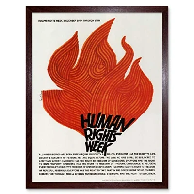 Image of Wee Blue Coo Advert Charity Unesco Human Rights Flame USA Art Print Framed Poster Wall Decor 12X16 Inch