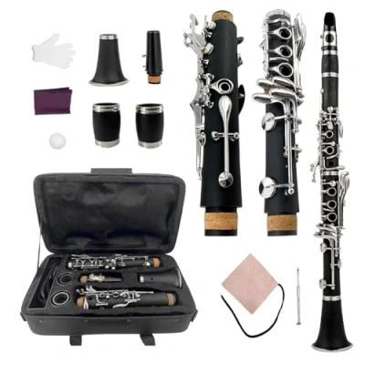 Image of Yinfente Professional C Key Clarinet Ebonite Wood 2 Barrels With Case Cloth Reed Accessories