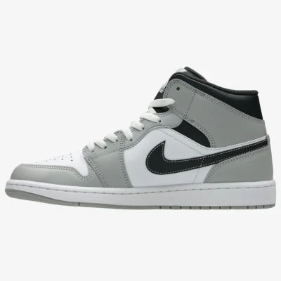 Image of Jordan AIR 1 MID Hightop trainers, Men&#039;s, Size: 6, Light smoke grey/white/anthracite leather and imitation