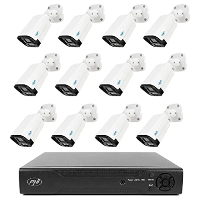 Image of PNI NVR House IP716 video surveillance package, 16 channels 4K, H.265, 12 IP125 cameras with 5MP, IP6