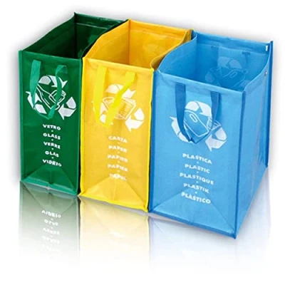 Image of Mongarid 3 Pieces Recycling Waste Bags Set, Fabric, Multicolour, One Size
