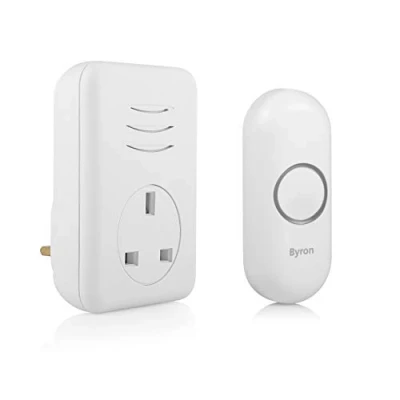 Image of Byron Wireless Doorbell Set, Plug Through Chime, 150m Range, 16 Melodies, DBY 22313UK