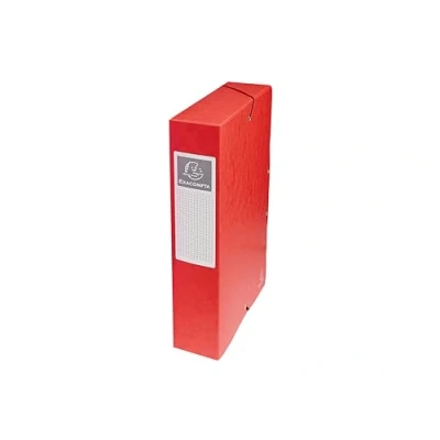 Image of Exacompta Ref 50605E Pressboard Filing Box 250 x 330mm in Size, Suitable for Holding A4 Documents, 6cm Spine, 600gsm Genuine Pressboard, Spine Label Red