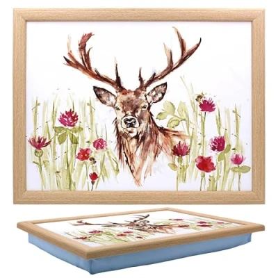 Image of Tamersgifts Cushioned Laptrays Lap Tray TV Dinner Bean Bag Padded Cushion Gift (Countryside Stag Laptray)