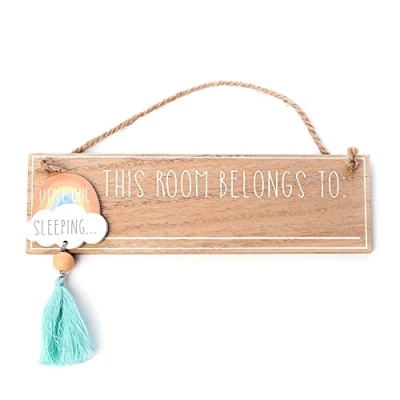 Image of Petit Cheri Wooden Plaque Sign with Rainbow This Room Belongs to