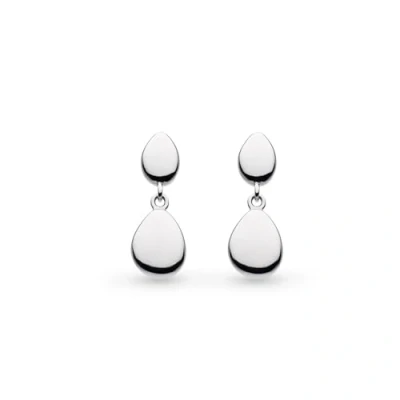 Image of Kit Heath Sterling Silver Coast Pebble Double Droplet Stud Earrings