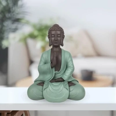 Image of Zen Bodhi Statue and Feng Shui Decoration to Create a Relaxing Spiritual Atmosphere Lucky Buddha Gift Idea Height: 20 cm Colour: Green Brown Zen&#039;Light