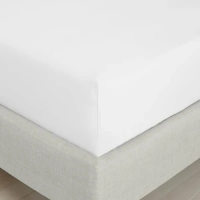 Image of Bianca Fine Linens Bedroom 200 Thread Count Cotton Percale King Fitted Sheet 32cm Depth White