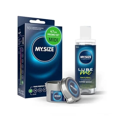 Image of MY.SIZE Value Pack Condoms 47 mm, of 10 + Natural Lubricant 100 ml Massage Candle