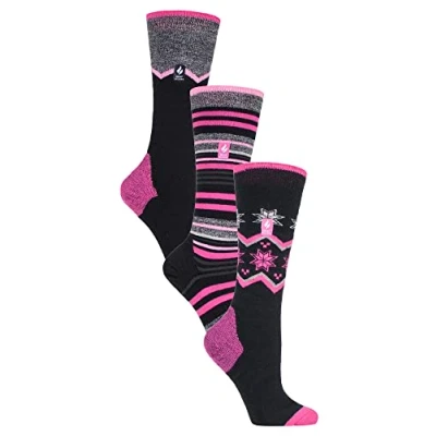 Image of HEAT HOLDERS 3 Pair Assorted Multipack Ultra Lite Womens Ski Socks Funky Retro Knee High (4 8, Mix 1)