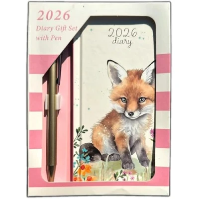 Image of 2025 Slim Week To View Diary Pen Gift Set, WTV Cute Teddies (Pink)