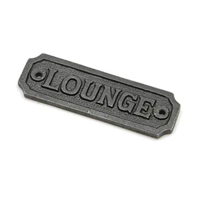 Image of Oakcrafts Cast Iron Lounge Door Sign 108mm x 35mm