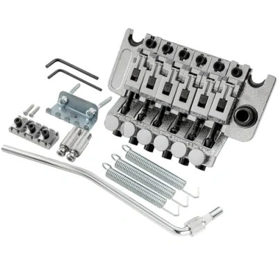 Image of Musiclily Double Locking System Tremolo Bridge for Floyd Rose Style Electric Guitar,Chrome