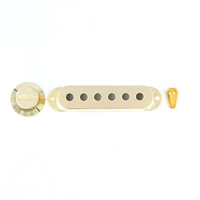 Image of Alnicov Guitar Pickup Covers 6 Hole Single Coil Switch Tip Holder 2 T1V Knobs Set for Strat ST Electric Golden