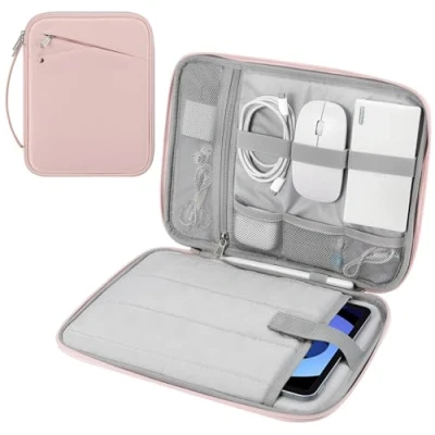 Image of MoKo 9 11 inch Tablet Sleeve Carrying Case with Handle, Padded Protective Travel Bag for New iPad Air/Pro 2024, 10th Gen 10.9, Air 5/4th 9/8th 10.2, Tab S9/S8 11, Pink
