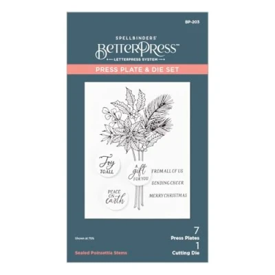 Image of Spellbinders BetterPress Letterpress Press Plate &amp; Die Set Poinsettia Stems