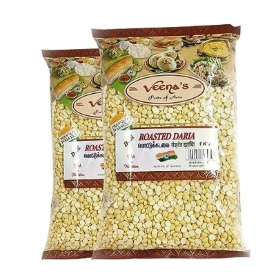 Image of Veenas Roasted Daria 1KG Gram Bengal Pottu Kadalai Rich in Protein &amp; Fibre Indian Origin (Pack of 2)